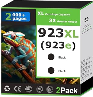 923XL 923e Black Ink Cartridges Compatible for HP 923 Black Ink Cartridges Combo Pack Work with OfficeJet Pro 8120 8122 8124 8125 8130 8122e 8124e 8125e 8130e Printer，Update with V19.8.1 Chip (2 Pack)