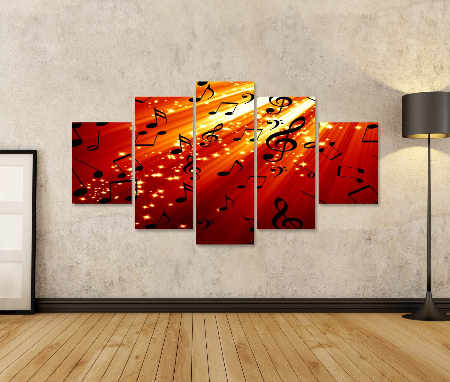 Immagine su tela nota musicale su sfondo rosso e bruciante poster murale stampa artistica immagini