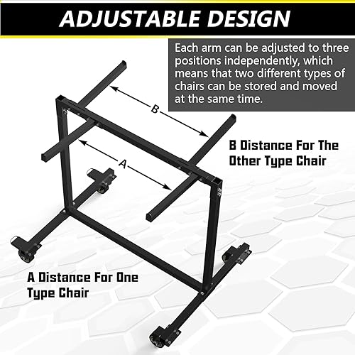 Miniatura 5 de Carrito de silla plegable, carrito de almacenamiento de silla de tamaño pequeño con ruedas giratorias de 3 pulgadas, agradable para almacenar, 14