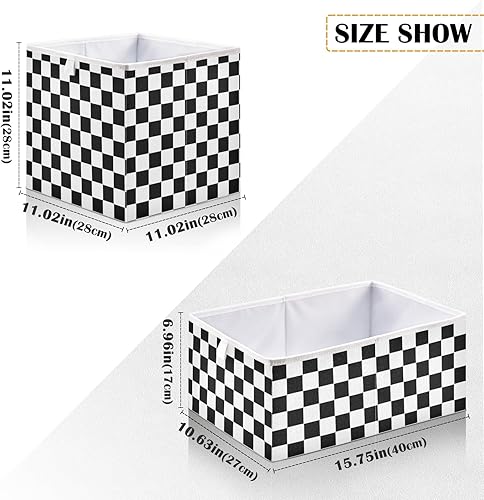 Miniatura 2 de CaTaKu Cubo de almacenamiento de bandera de carreras a cuadros para organización, cubos de almacenamiento rectangulares de tela, cubos de