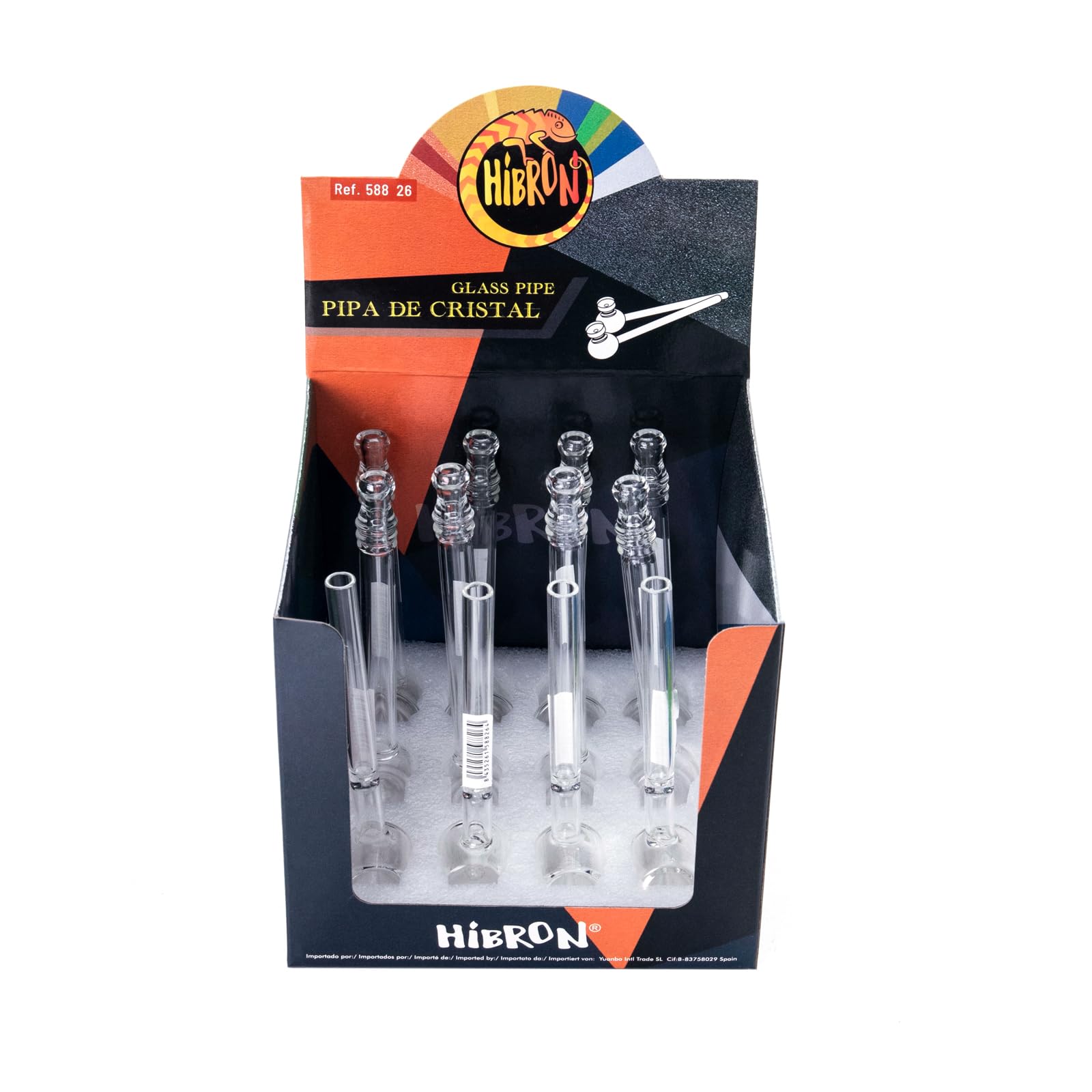 HIBRON Pipa de Vidrio para Fumar, Portátil, Fácil de Limpiar y Llevar, Ideal para una Experiencia de Fumado Relajada (Pequeño, 12)