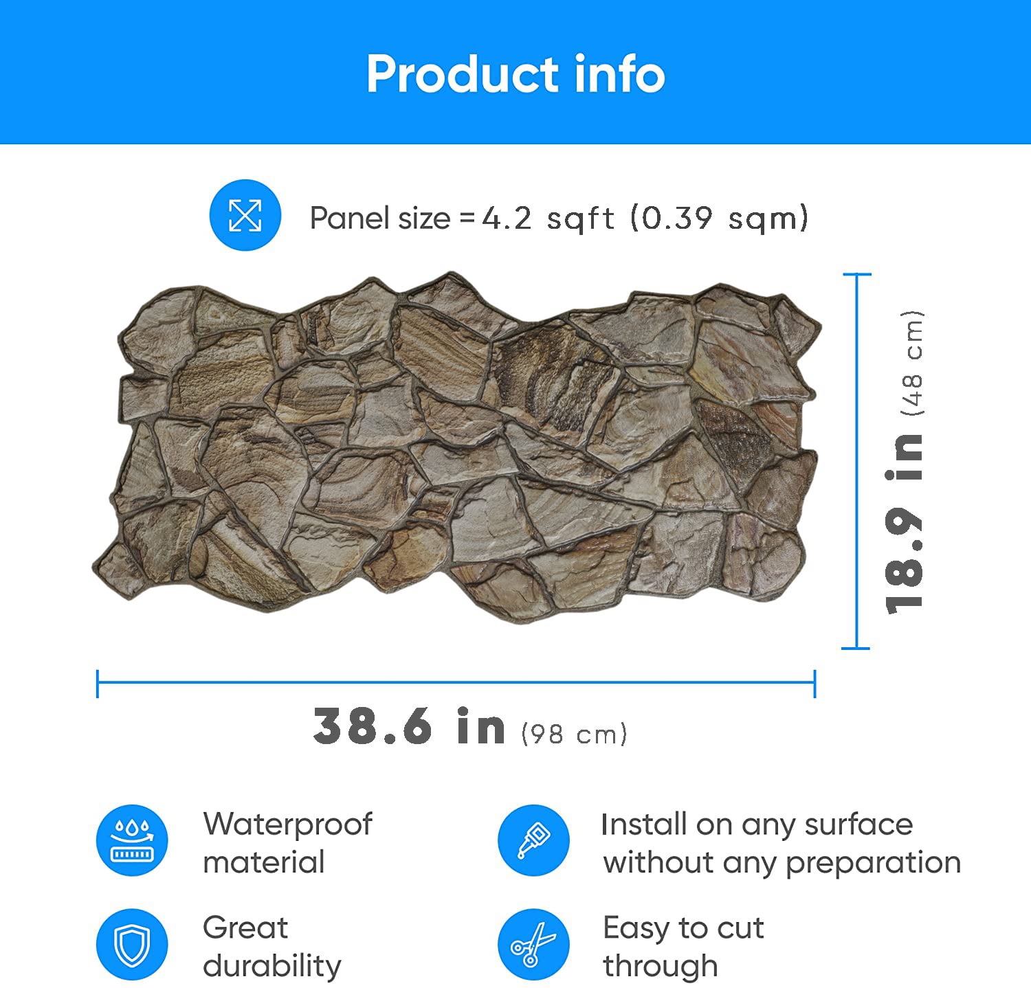 Paneles de pared 3D para decoración de paredes interiores, paneles de revestimiento de pared de piedra arenisca de miel de PVC no adhesivos para el hogar y la oficina - (10 piezas/4,7 m2)
