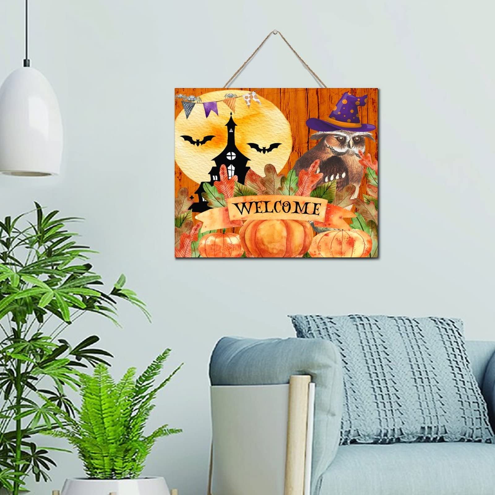 Plaque en bois Halloween avec citation ferme pour décoration murale Hocus Pocus