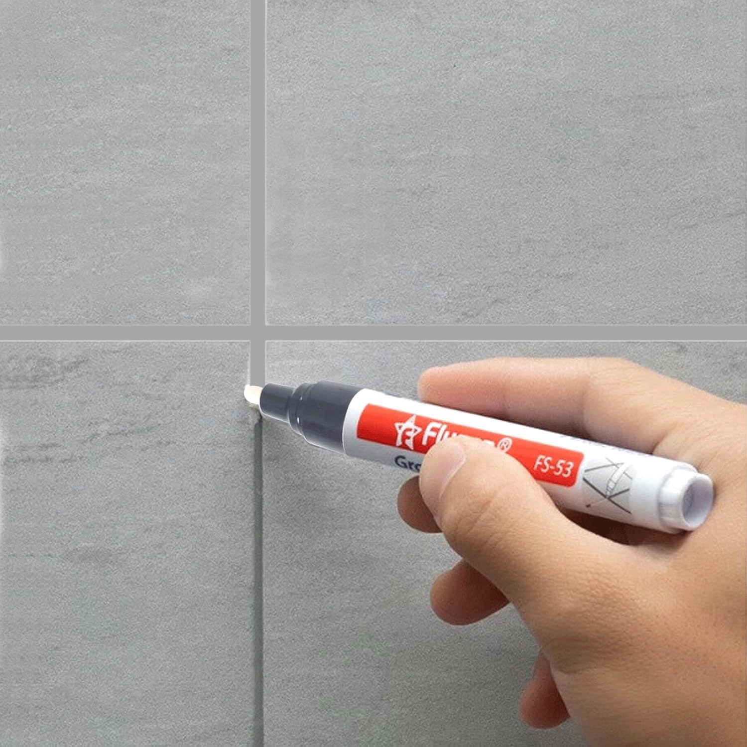 2 penne per fughe bianche e grigie, per piastrelle, per il bagno, impermeabile, per la riparazione delle fughe, per il bagno, con punta di ricambio, per la riparazione delle piastrelle, per il