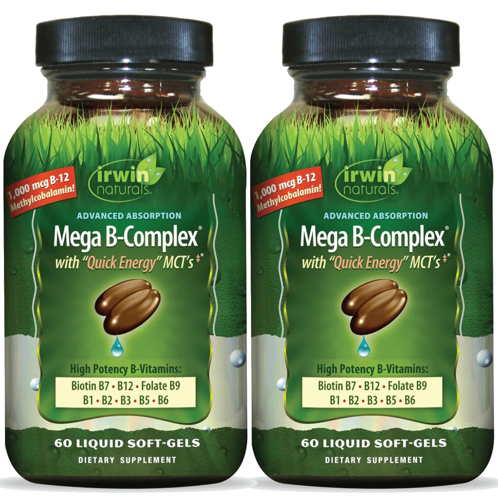 Irwin Naturals Mega B-Complex Vitamin B Complex (2 Pack) 60 Count (Pack of 2)