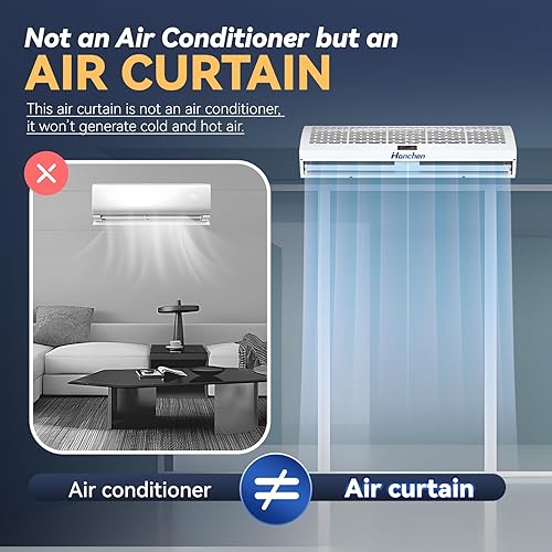 Miniatura 2 de Hanchen Cortina de aire de 36 pulgadas Nueva versión 2025 Interruptor magnético de puerta 2 velocidades 15271292 CFM sin refrigeración y sin