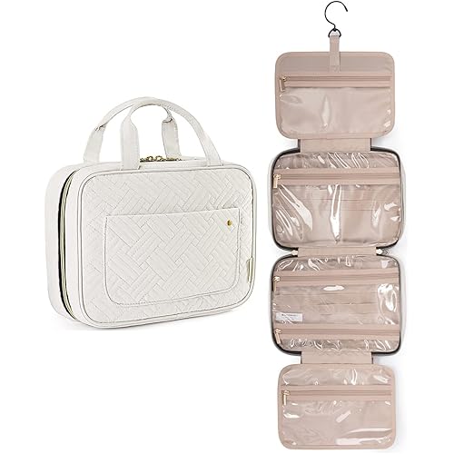 BAGSMART Toiletry Bag Travel Bag with Hanging Hook, Water-resistant Makeup Cosmetic Bag Travel Organizer for Accessories, Shampoo, Full-size Container, Toiletries