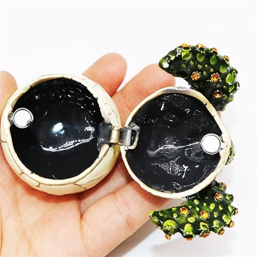 Miniatura 5 de Waltz&F Figuras coleccionables de tortuga que incuban la tortuga bebé de un huevo, caja de joyería de metal para incubar huevos