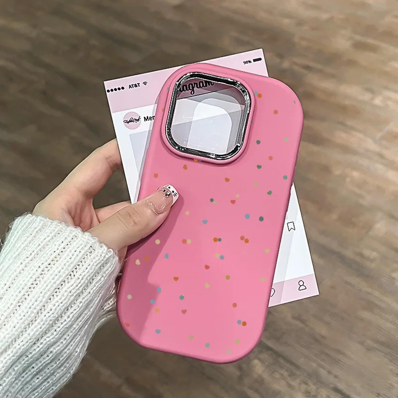 Coque iPhone Love Polka Dot rose rouge pour votre style - 6