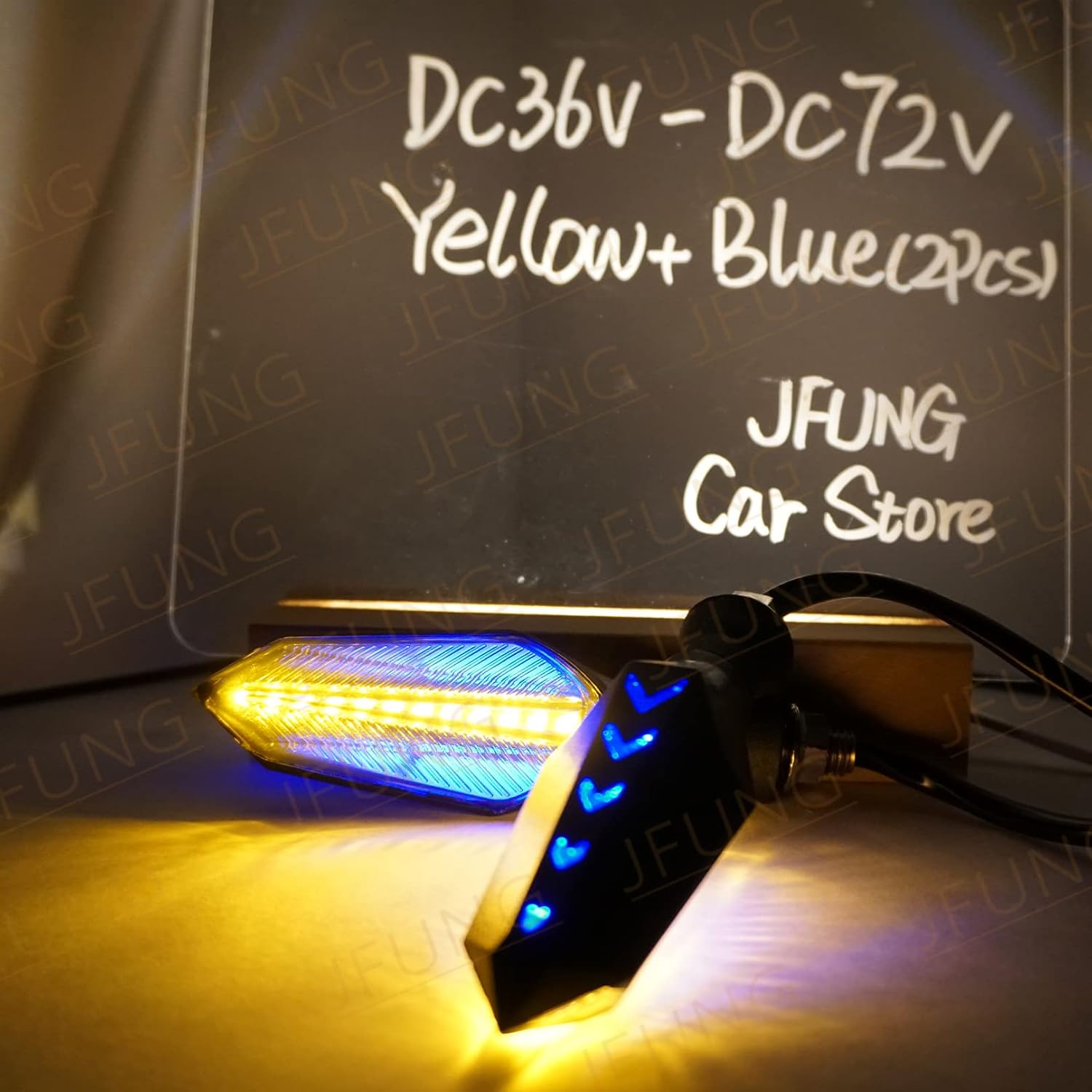 48V 52V 60V 72V Super Bright Motorcycle Indicator LED Bulb,Flashing Turn Signal Lights Blinker for Motorbike Electric Scooter, Universal Flasher, 10mm Amber Lamp(2 pcs) (Yellow Blue) (‎JPART-3)