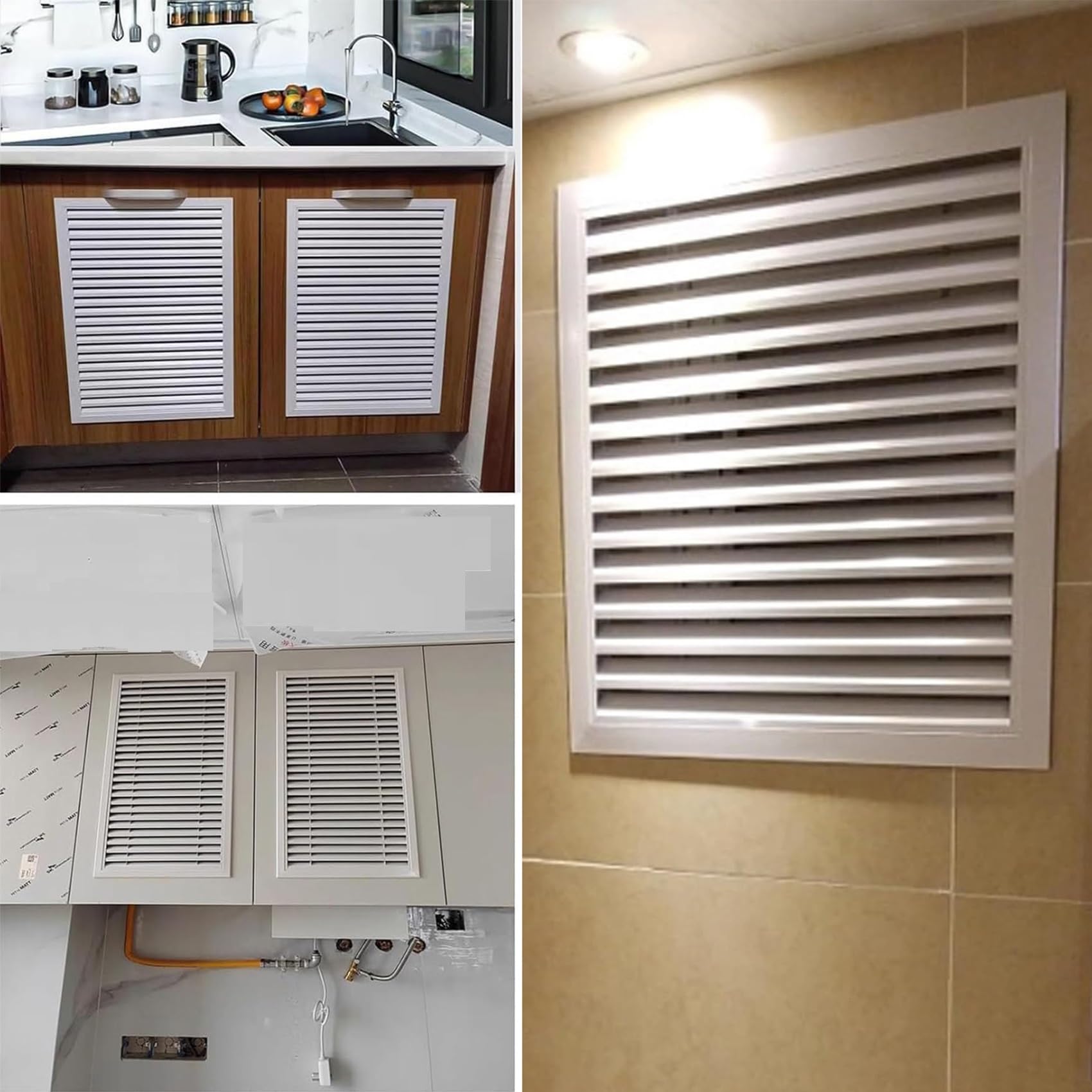 Schwerkraftklappen Entlüftungsabdeckung aus Aluminium Wasserdicht Rostfrei | Wand Lüftungsgitter Externe Lüftungsabdeckung für Elektro und Sanitärinstallationen, Trockner(60x40cm/24x16in)
