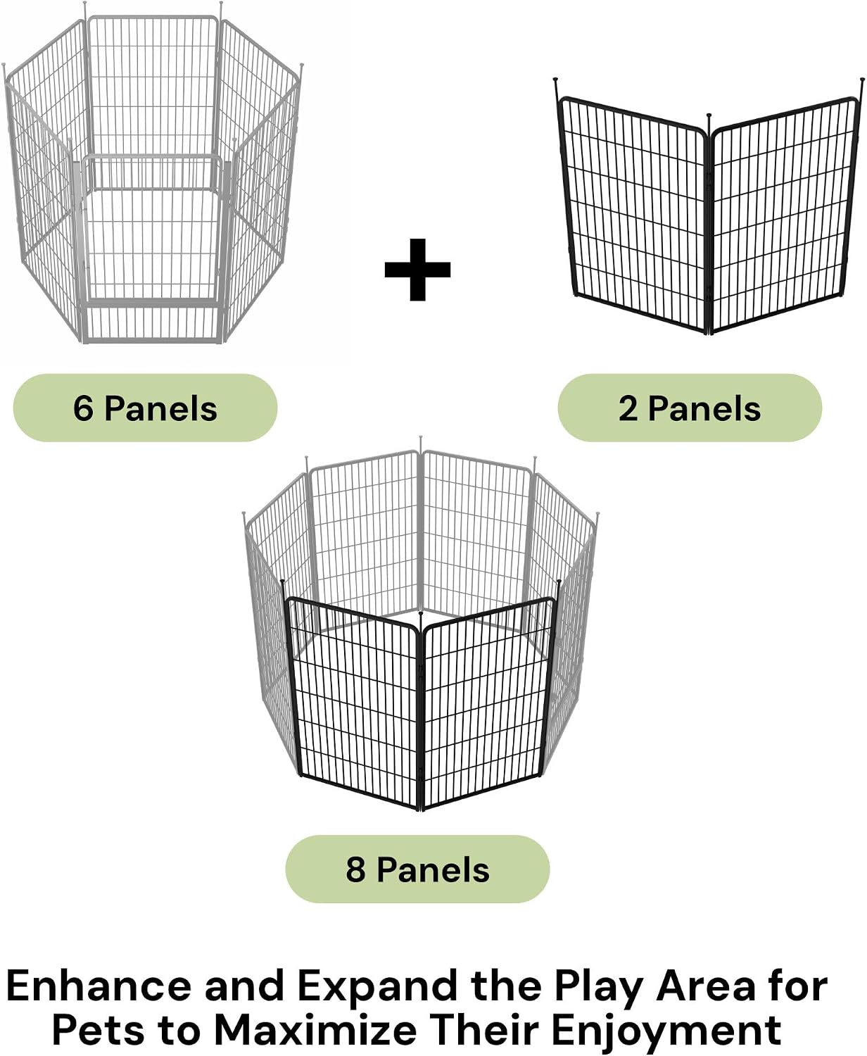 SunsGrove 45 inch 2 Panels Dog Playpen Outdoor for Small and Medium Dogs, Free and Safe Play Dog Fence Indoor, Black