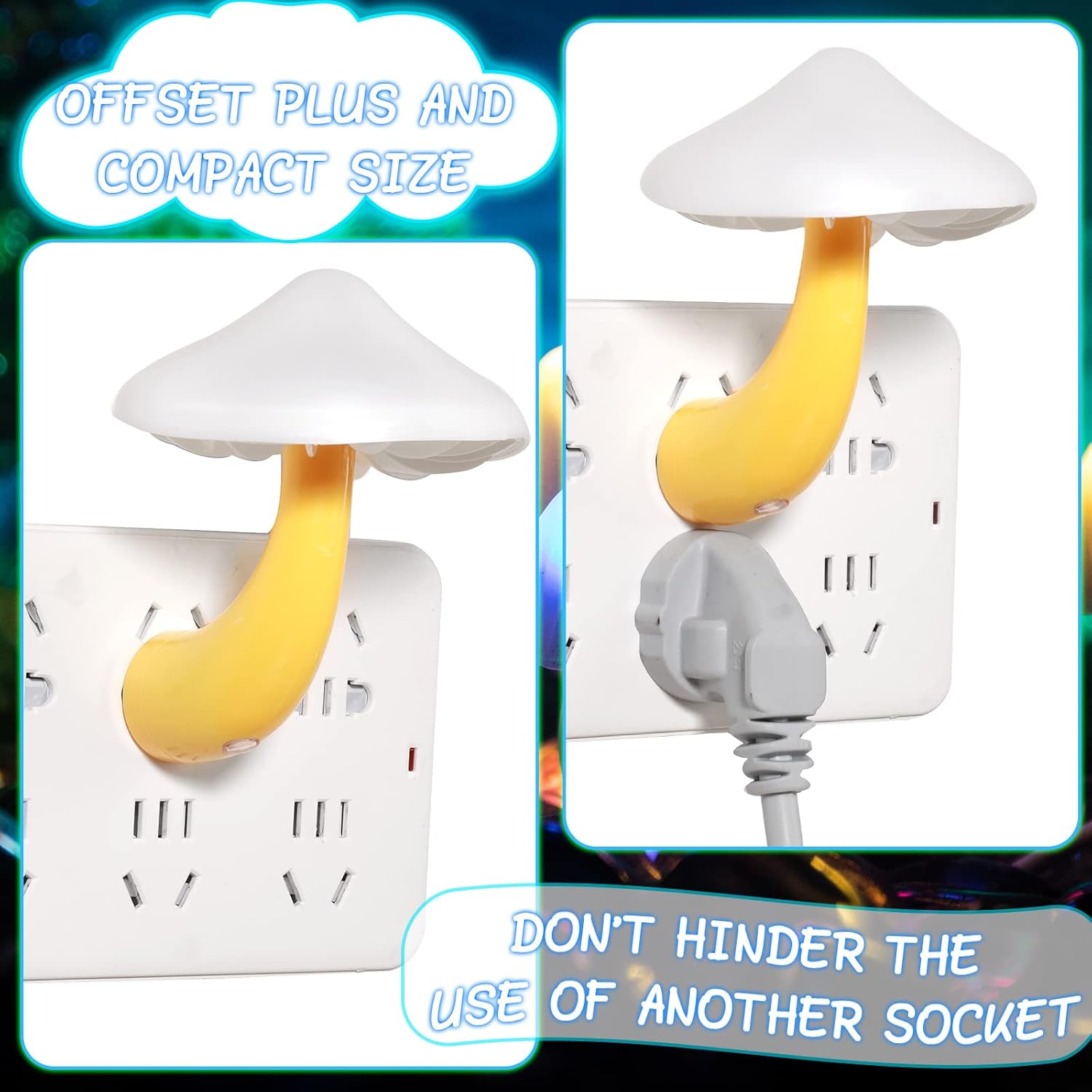 Tuanse 20 Pcs LED Color Changing Mushroom Night Light, Cute 7 Color Sensor Mushroom Shaped Plug in Lamp, Christmas Gift, Decorative Light Decor for Adults Room Bedroom Thanksgiving