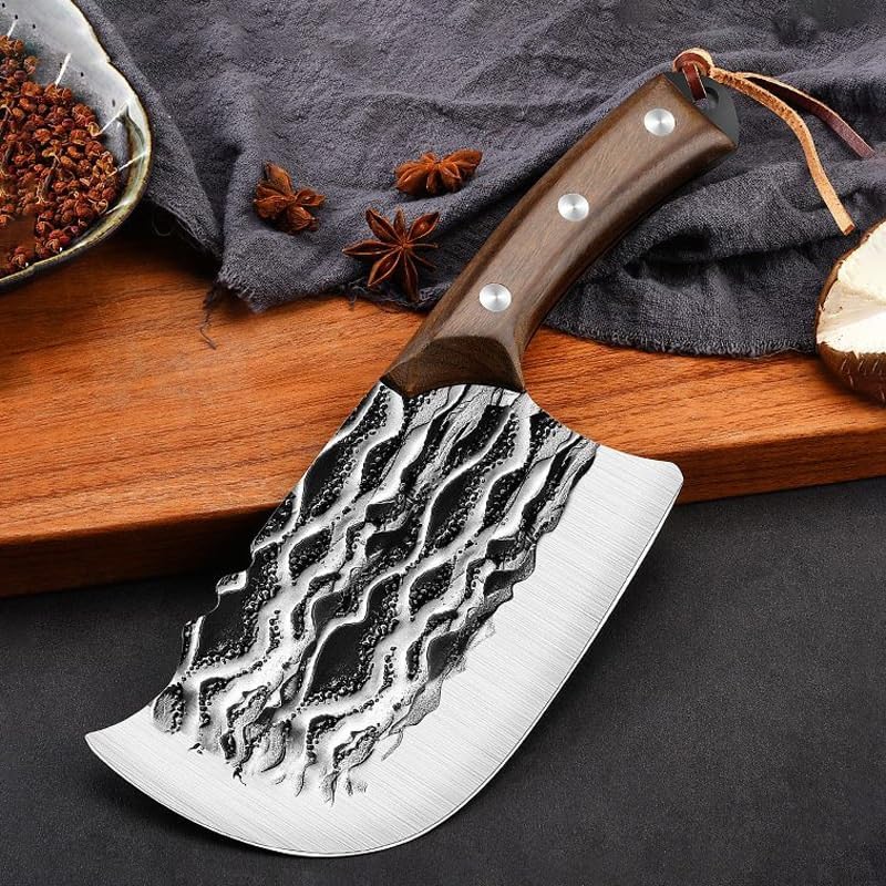 Meat Cleaver,Cleaver Knife Forged Chopper Dual Purpose Splitting Knife Specialized Butcher's Knife Meat Chopper Boning Knife Meat Cutting Knife, LAMAJIGA5844