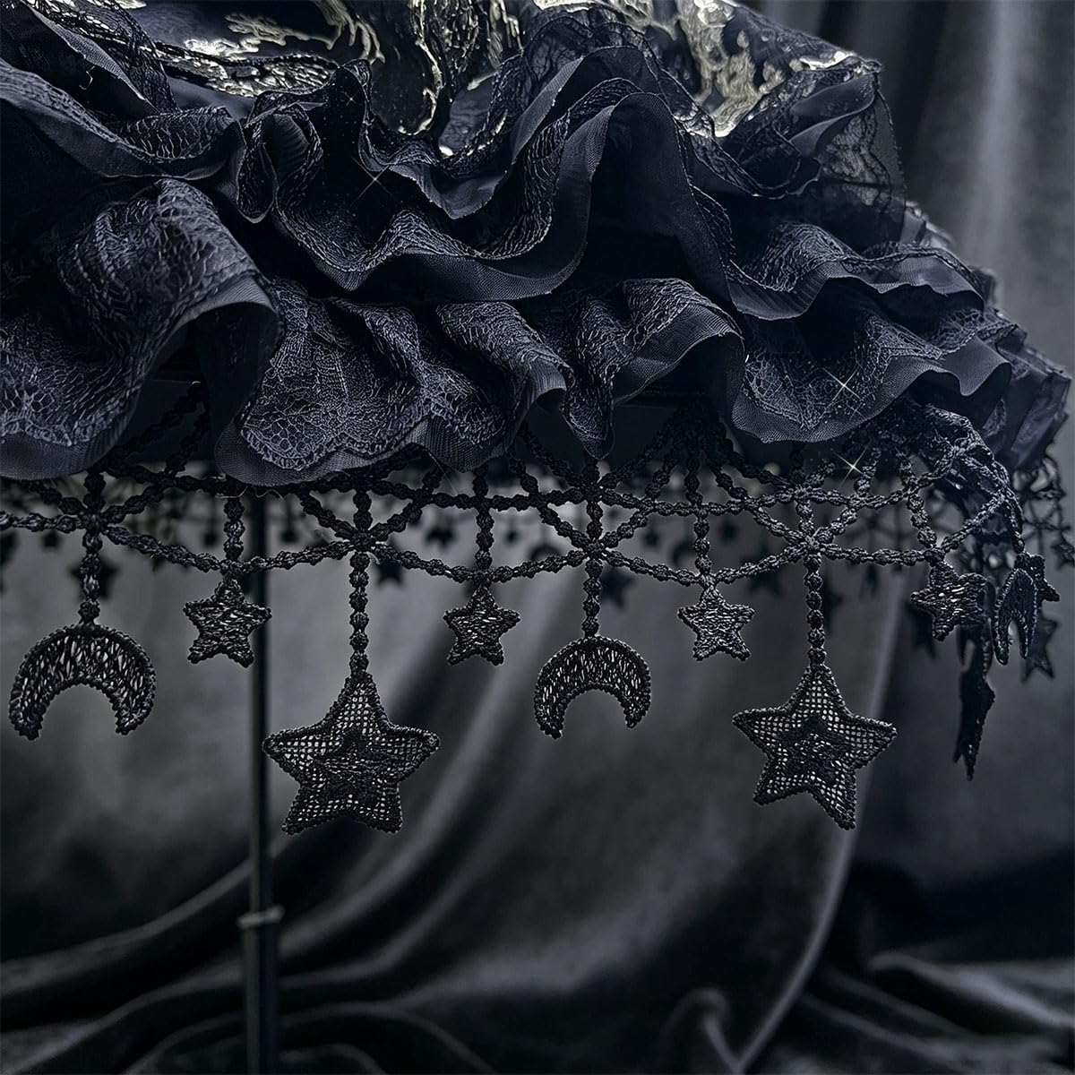 Black Lace Trim for Crafts, Gothic Vintage Embroidered Ribbons, for Halloween DIY Sewing Costume, Sewing Crafts, Party Decor, 3 Yard