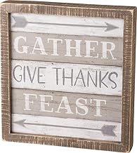 Primitives by Kathy Inset Box Sign Gather Give Thanks Feast Home Decor