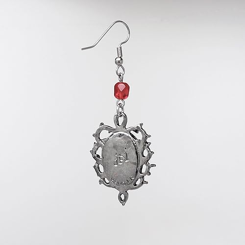 Miniatura 8 de Pendientes góticos de rosa roja rodeados de espinas con cuentas rojas, Metal