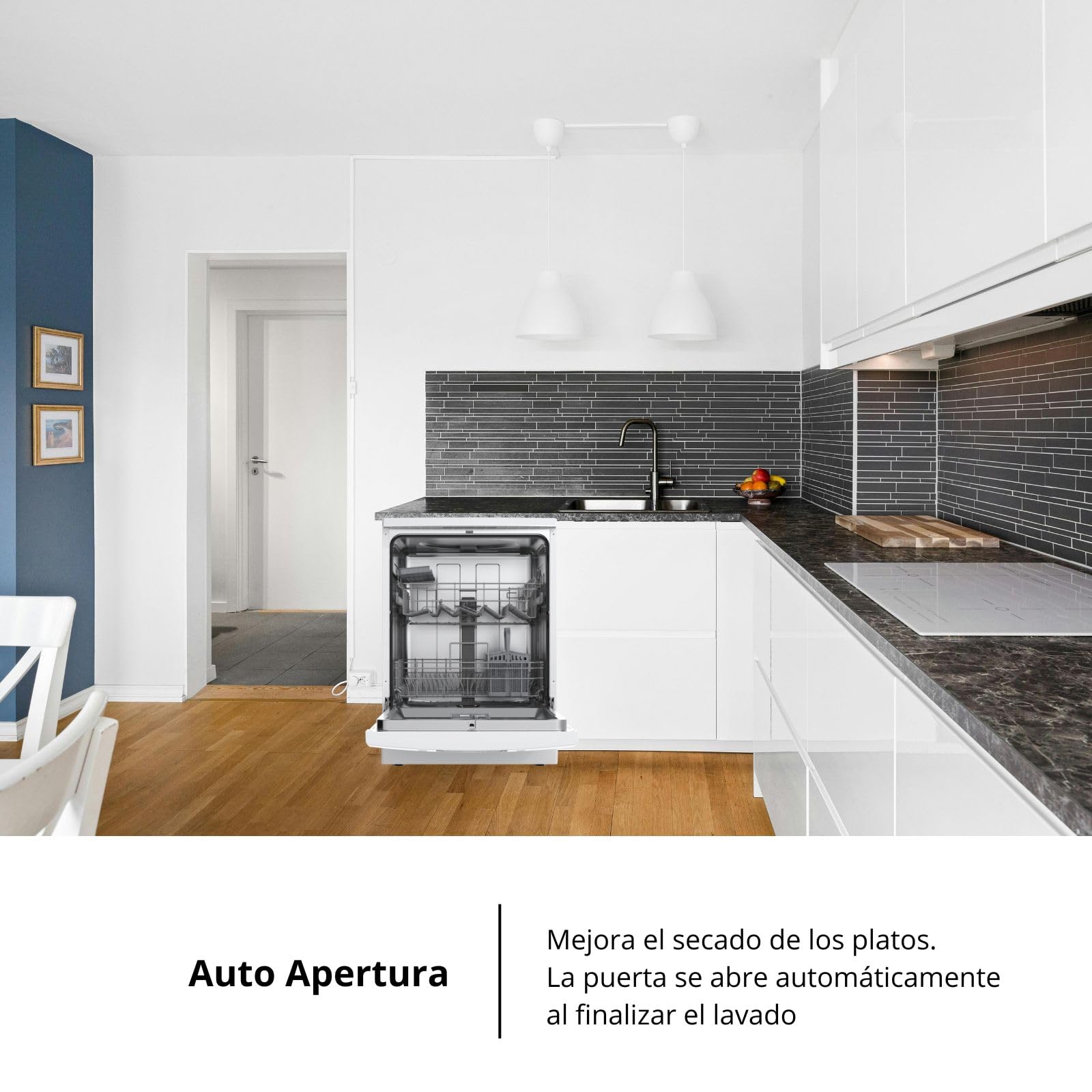 Corberó - Lavavajillas Plus | CLVM6025W | 84,5x59,8x61 cm | 13 Cubiertos | 8 lavados | Media Carga | Inicio Diferido | Función Autoapertura | Cesta Regulable | Display LED | 47 dB | Blanco | Clase D