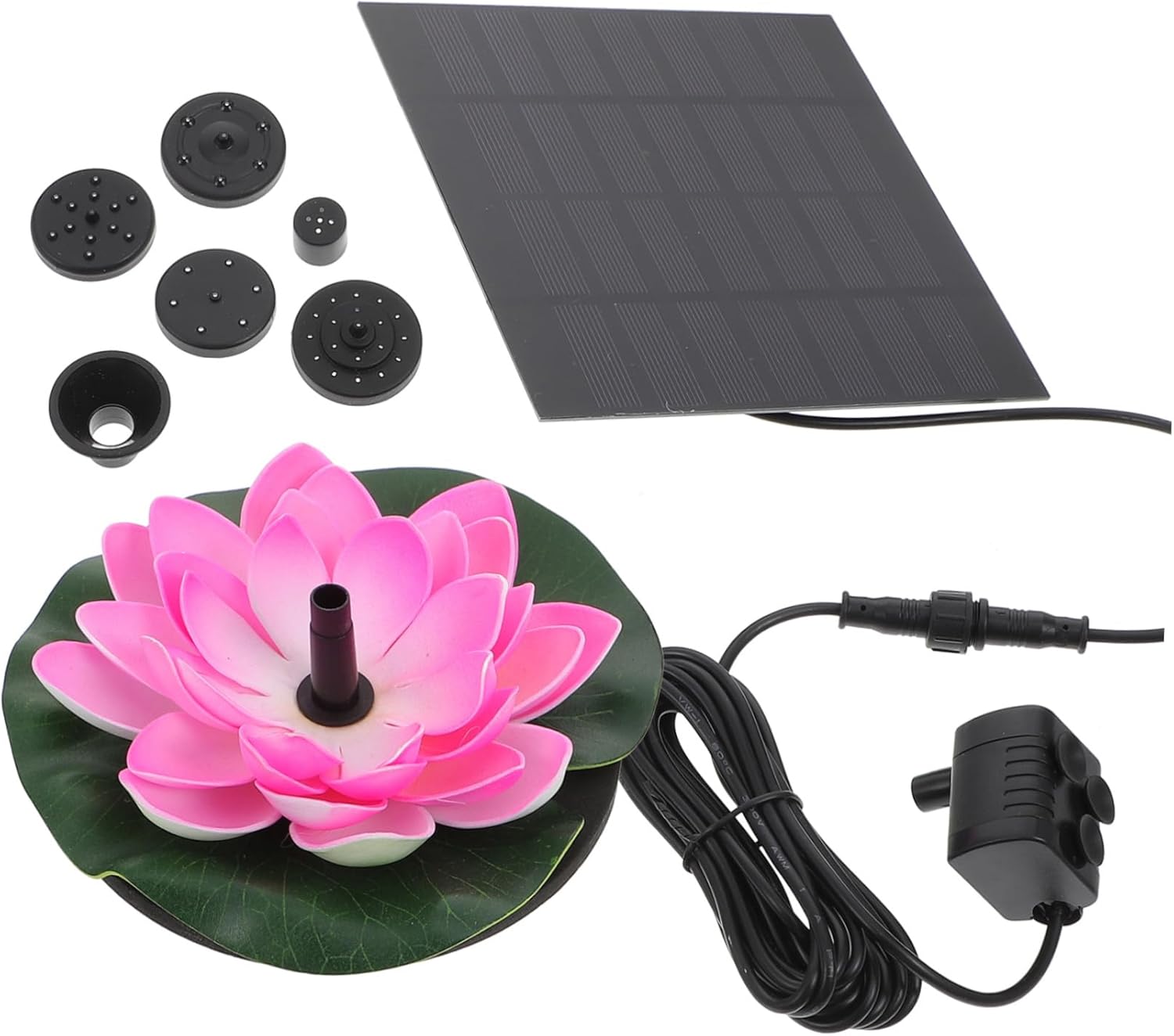 Mikikit Outdoor Solar Water Fountain Lotus Flowers Solar-Powered Garden Decor No Cable