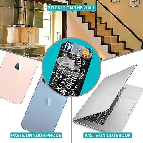 Miniatura 6 de Rossy Cartera para teléfono celular, tarjetero adhesivo para pegar en la cartera, bolsillo de licra, funda de identificación para tarjeta de crédito