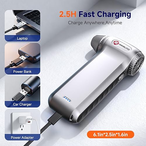 Miniatura 3 de Plumero eléctrico inalámbrico de 125,000 rpm, soplador de aire comprimido recargable para PC, teclado, electrónica, limpieza del automóvil y del