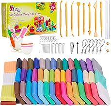 Polymer Clay 50 Colors, QMay Modeling Clay for Kids DIY Starter Kits, Oven Baked Model Clay with Sculpting Tools, Non-Toxic, Non-Sticky, Ideal Gift for Children and Artists