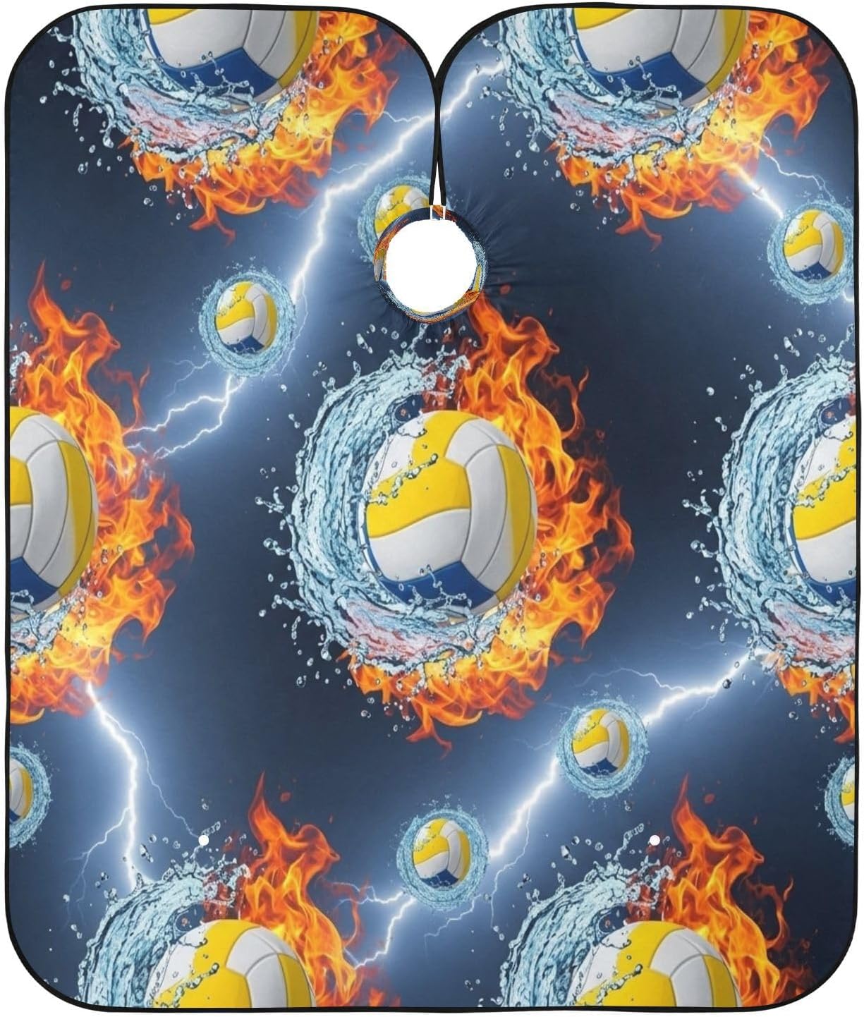 Volleyball Splashing Water Flames Hair Trim Bib, Barber Clothes Protector, Mens Haircutting Cape