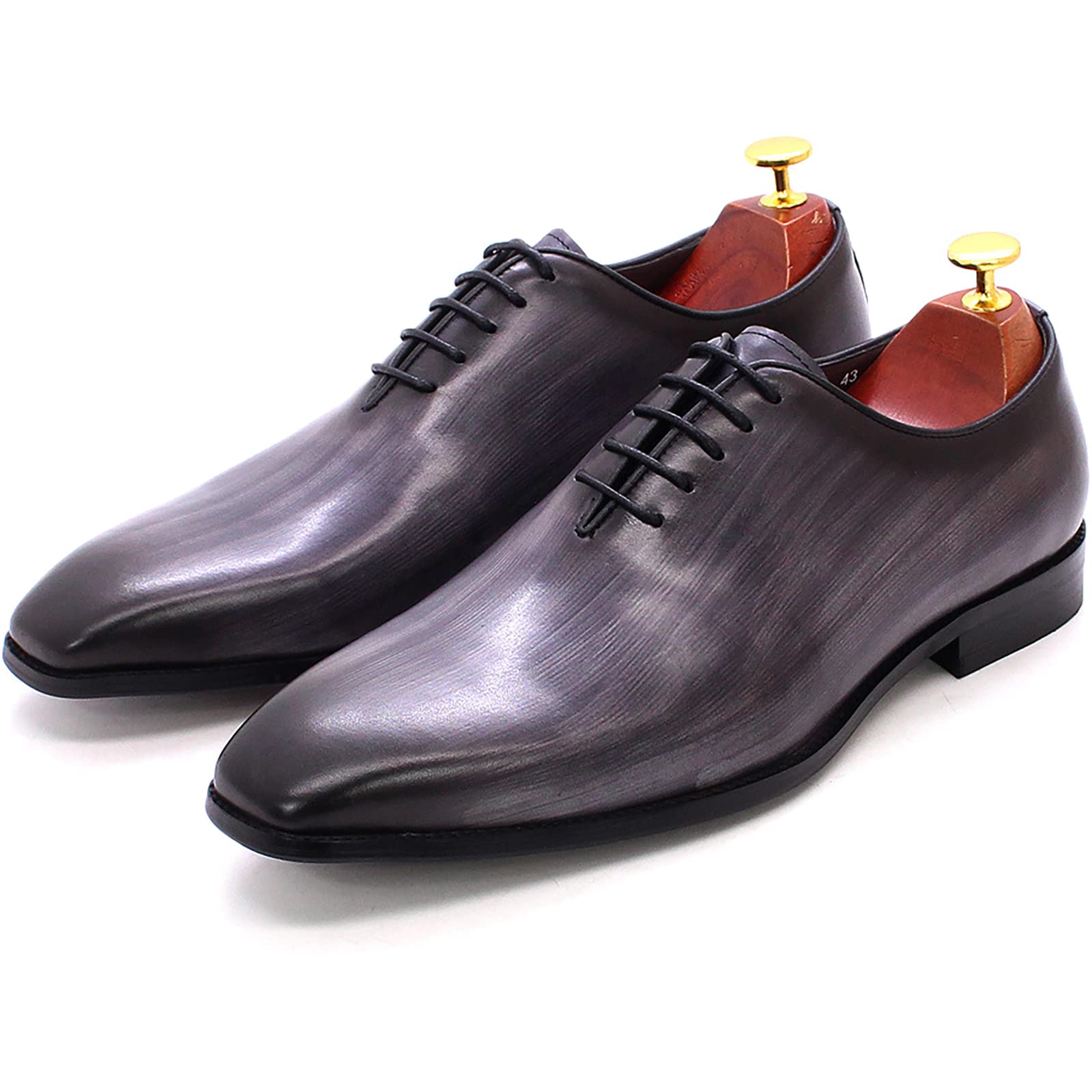 Oxford Classiche da Uomo Derby in Abito Formale Scarpa da Sposa in Pelle con Lacci Lavoro d'ufficio,Grey-43