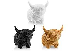 Captivating 3 Pcs Mini Highland Cow Figurine Set for Rustic Accents and Adorable Gifts