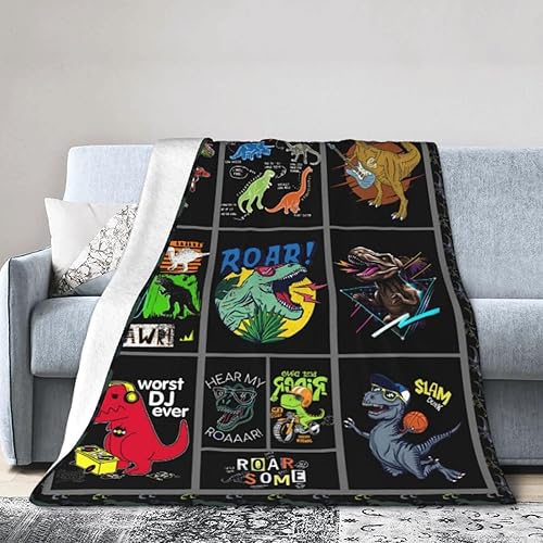 Manta de dinosaurios para niños y hombres, bonita manta de dinosaurio suave y cálida, franela divertida con temática de dinosaurios, regalos para