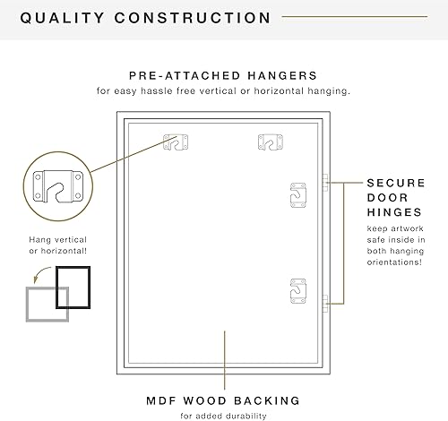 Miniatura 6 de MCS Marco de obras de arte para niños, marco magnético intercambiable con almacenamiento para arte infantil, 12 x 16 pulgadas con paspartú de 9 x 12