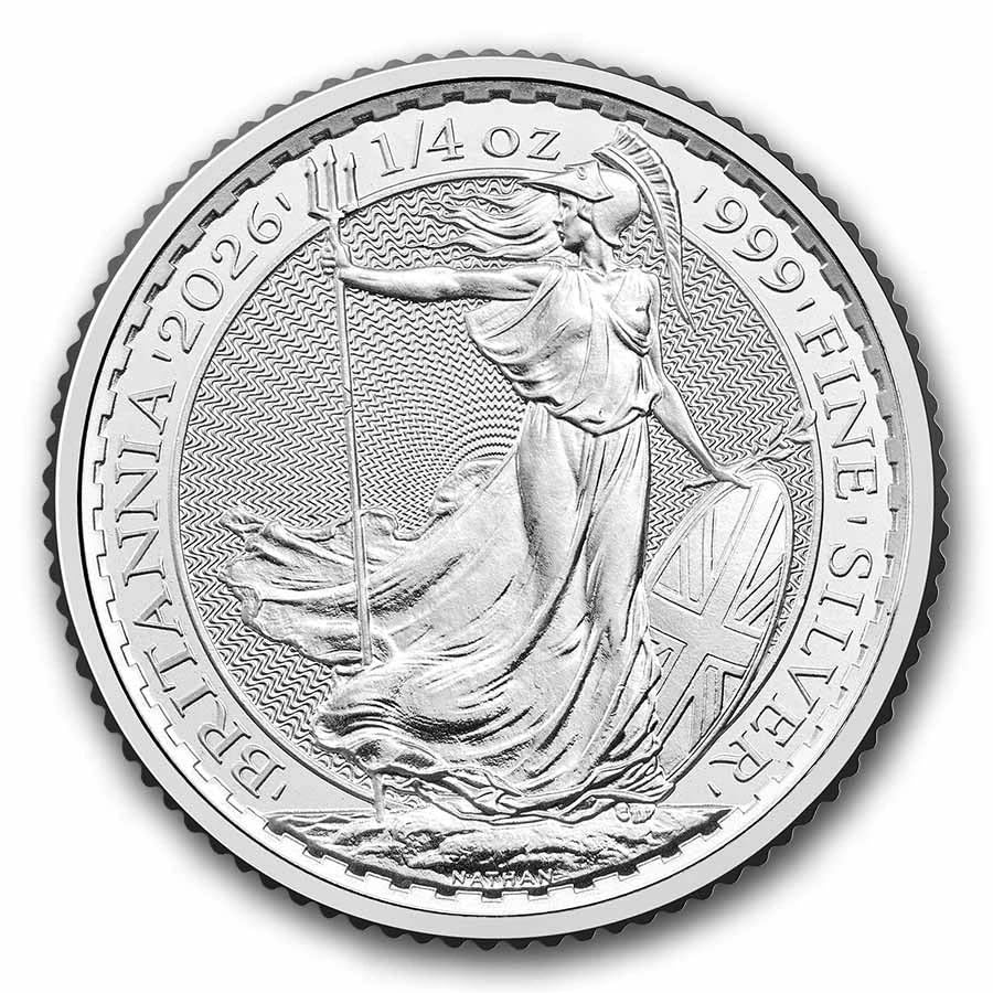 2026 Great Britain Silver Britannia, 1/4 oz, 50 Pence, Brilliant Uncirculated