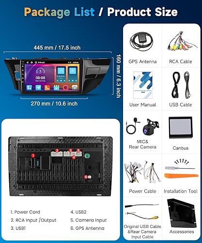 Miniatura 10 de 8 Core 4G+64G para Toyota CorollaLevin 2014-2017 Estéreo de coche Android con Carplay inalámbrico Android Auto, 10.1 "HD 1280*720P IPS pantalla