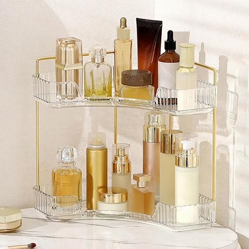 Miniatura 5 de YCIA&DONE Organizador de esquina para mostrador de baño, organizador de maquillaje para tocador, bandeja de perfume cosmético para el cuidado de la