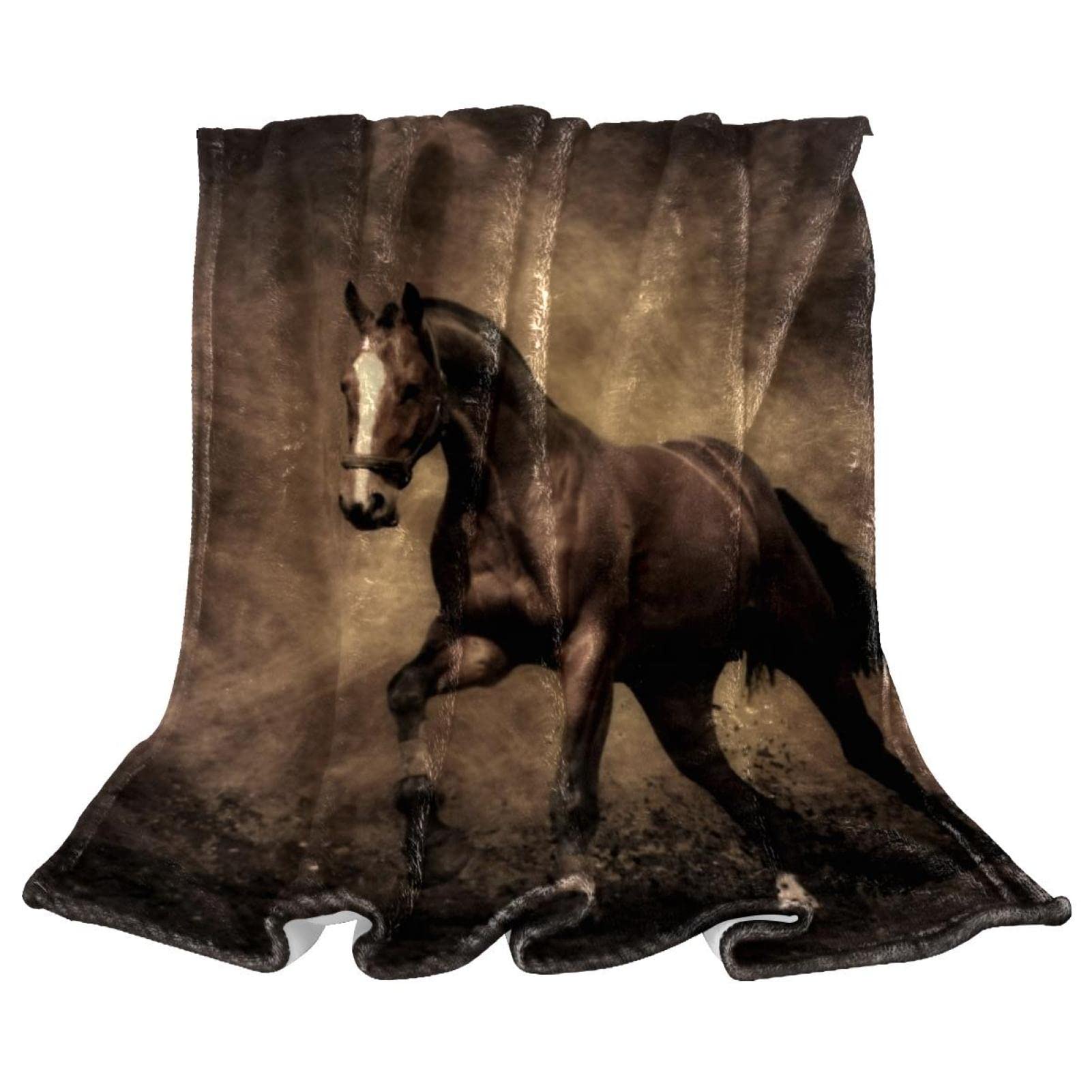 Couvertures chaudes et douces en microfibre plaid peluche cheval brun