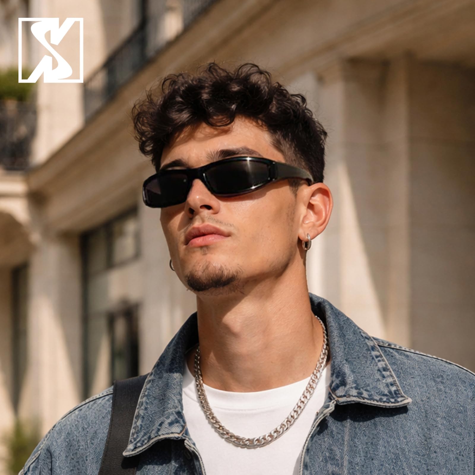 SHEEN KELLY Polarisiert Wrap Around Sonnenbrille Herren Damen TR90 Rahmen | Vintage Gangster Stil Y2K Futuristische Rave/Schnelle/Techno Brille
