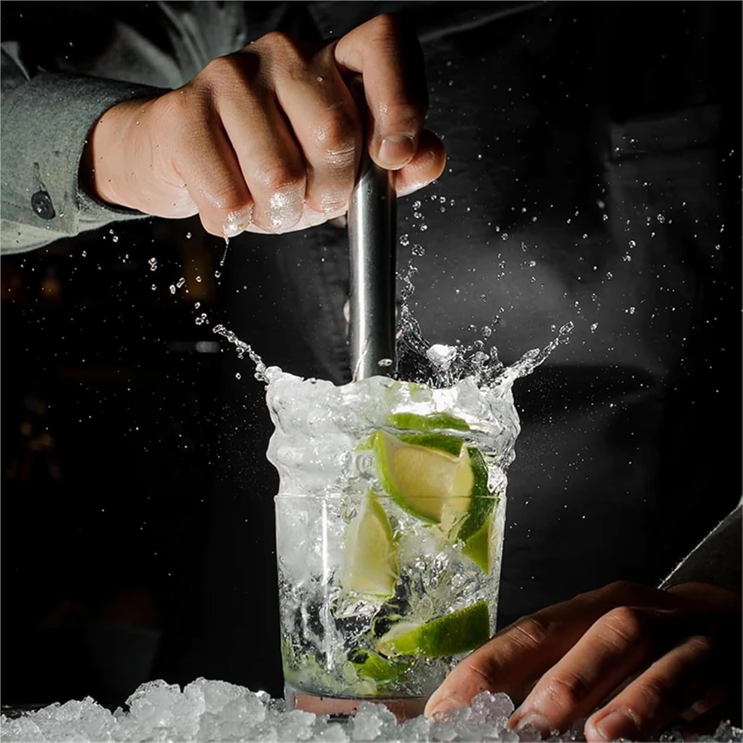 8/10 Inch Cocktail Muddler and Mixing Spoon Stainless Steel Ice Crushing Hammer Juice(8Inch)