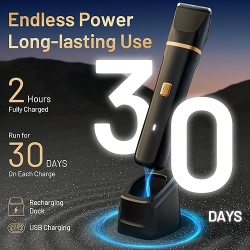 Miniatura 5 de Maquinilla de afeitar eléctrica para hombres, impermeable IPX7, para sienes, ingle, nariz, pelos de oídos, barba, recortadora de vello corporal, kit