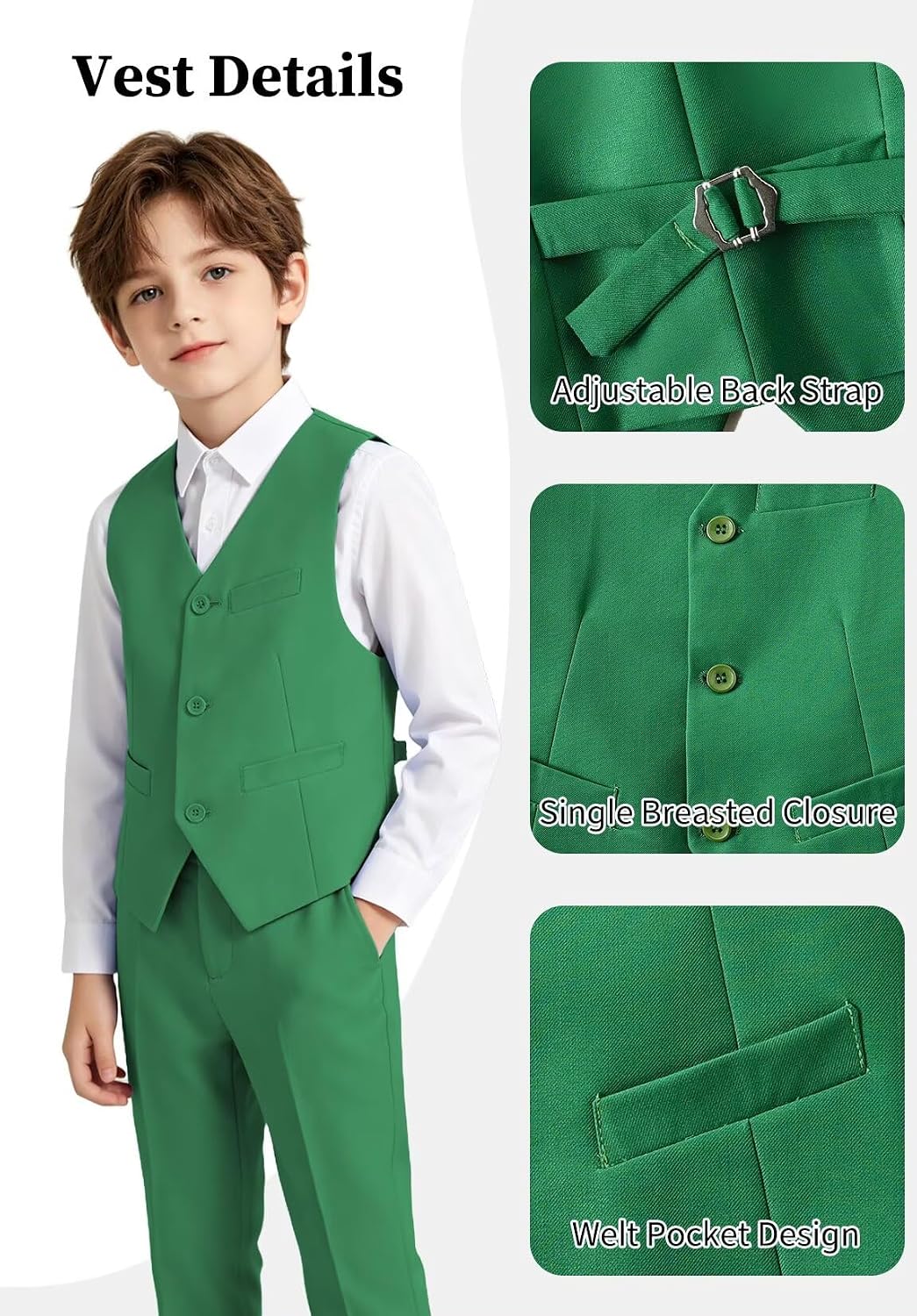 DHTS Formal Boys Suit 5 Piece Slim Fit Teen Boy Tuxedo Suits Wedding Outfit