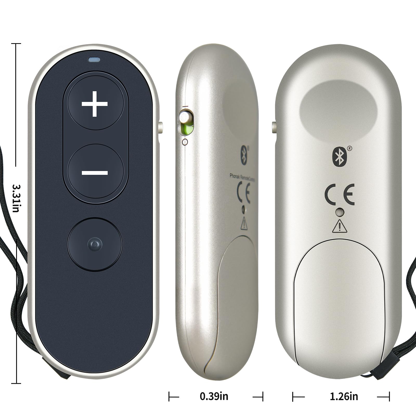 KW-RC1 Ersatzfernbedienung Kompatibel mit Phonak Paradise Marvel Hörgeräte (Bluetooth, Schwarz)