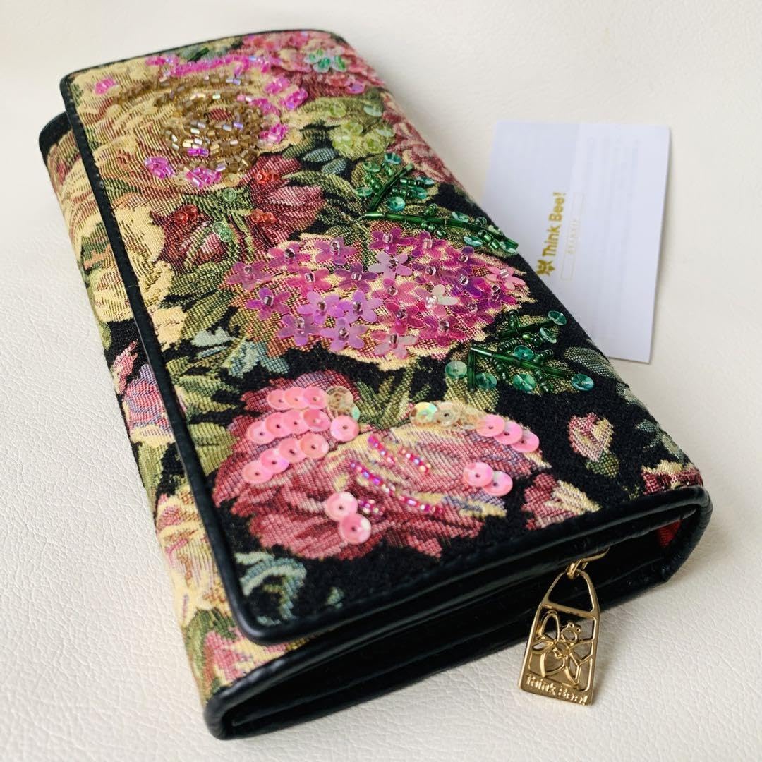 Amazon.co.jp: Think Bee シンクビー カーラ 長財布 花柄 スパンコール 