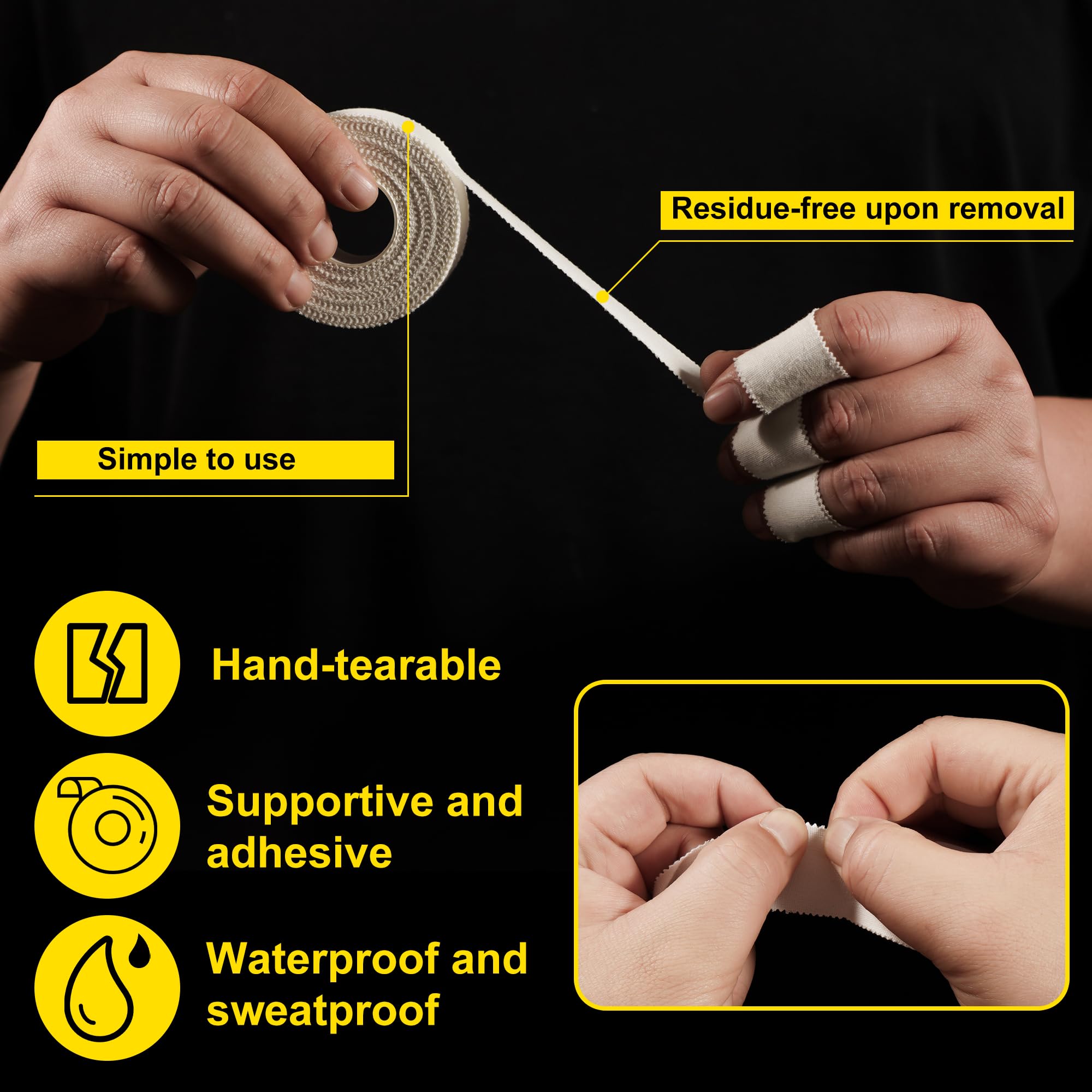 PHYTOP Zinc Oxide Tape 2.5cm - Finger & Toe Protection for Climbing Jiu Jitsu, Weightlifting & Running, White, 2.5cm x 10m - Image 2