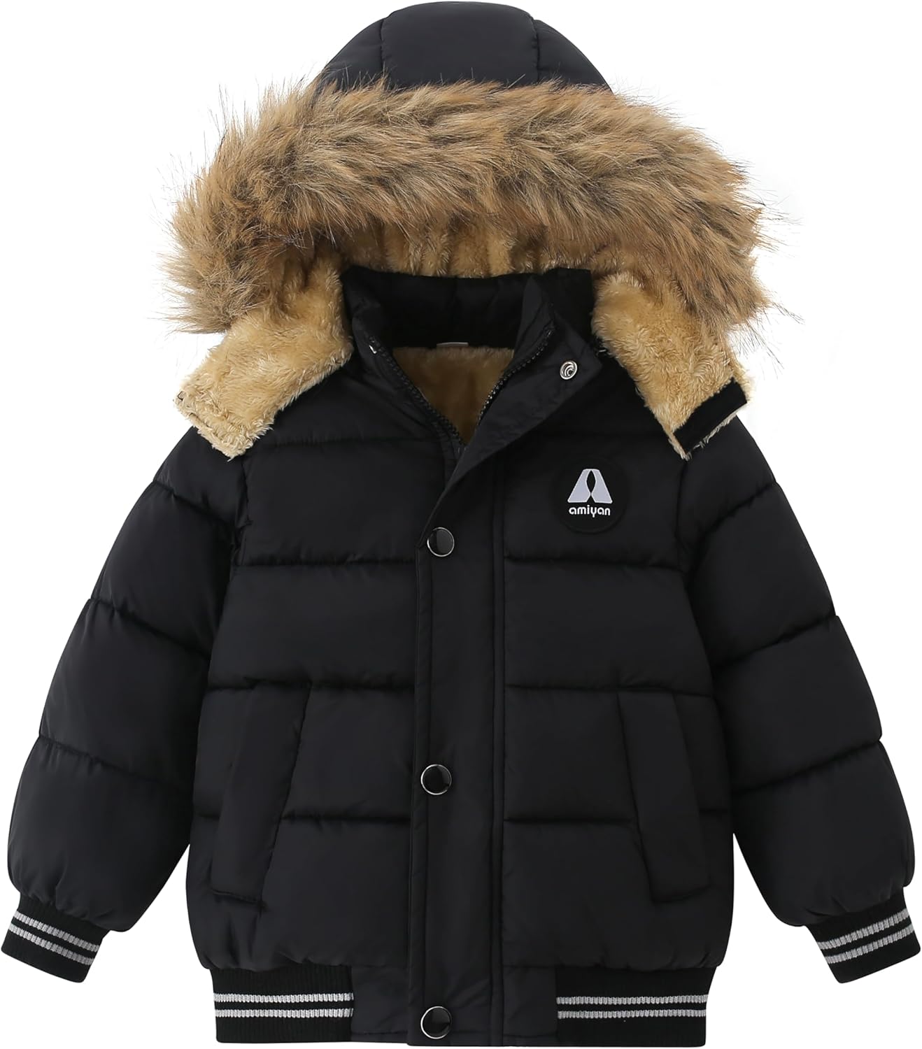 AMIYAN Toddler Down Winter Coat Boys Girls Fleece Jacket Hooded Thickened Warm Coat Outerwear for Kids 1-6 Years