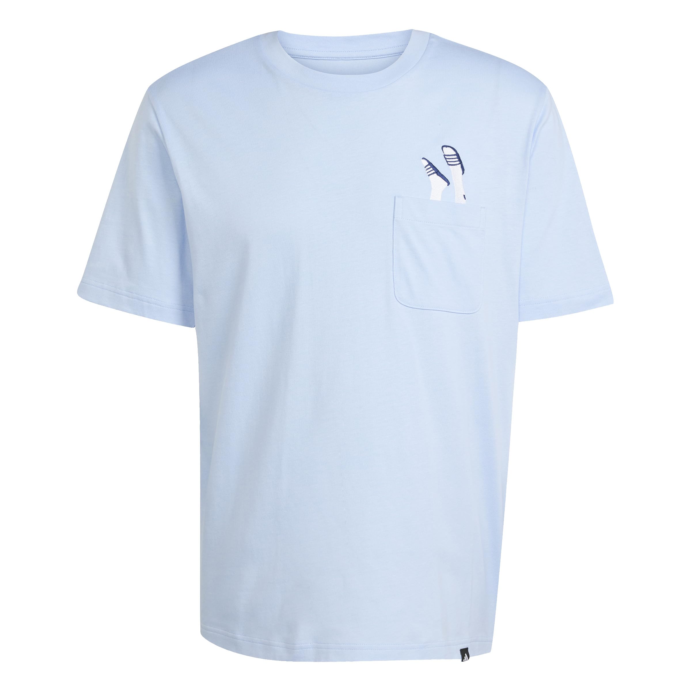adidas Men's Lounge Slides Graphic Pocket T-Shirt, Glow Blue, S