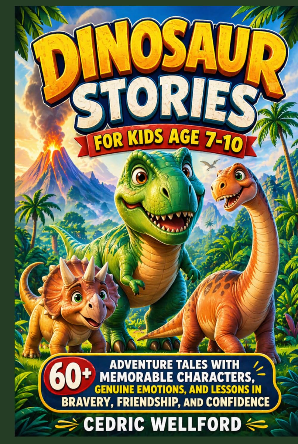 Dinosaur stories for kids age 7-10: 60+ Adventure Tales with Memorable Characters, Genuine Emotions, and Lessons in Bravery, Friendship, and Confidence