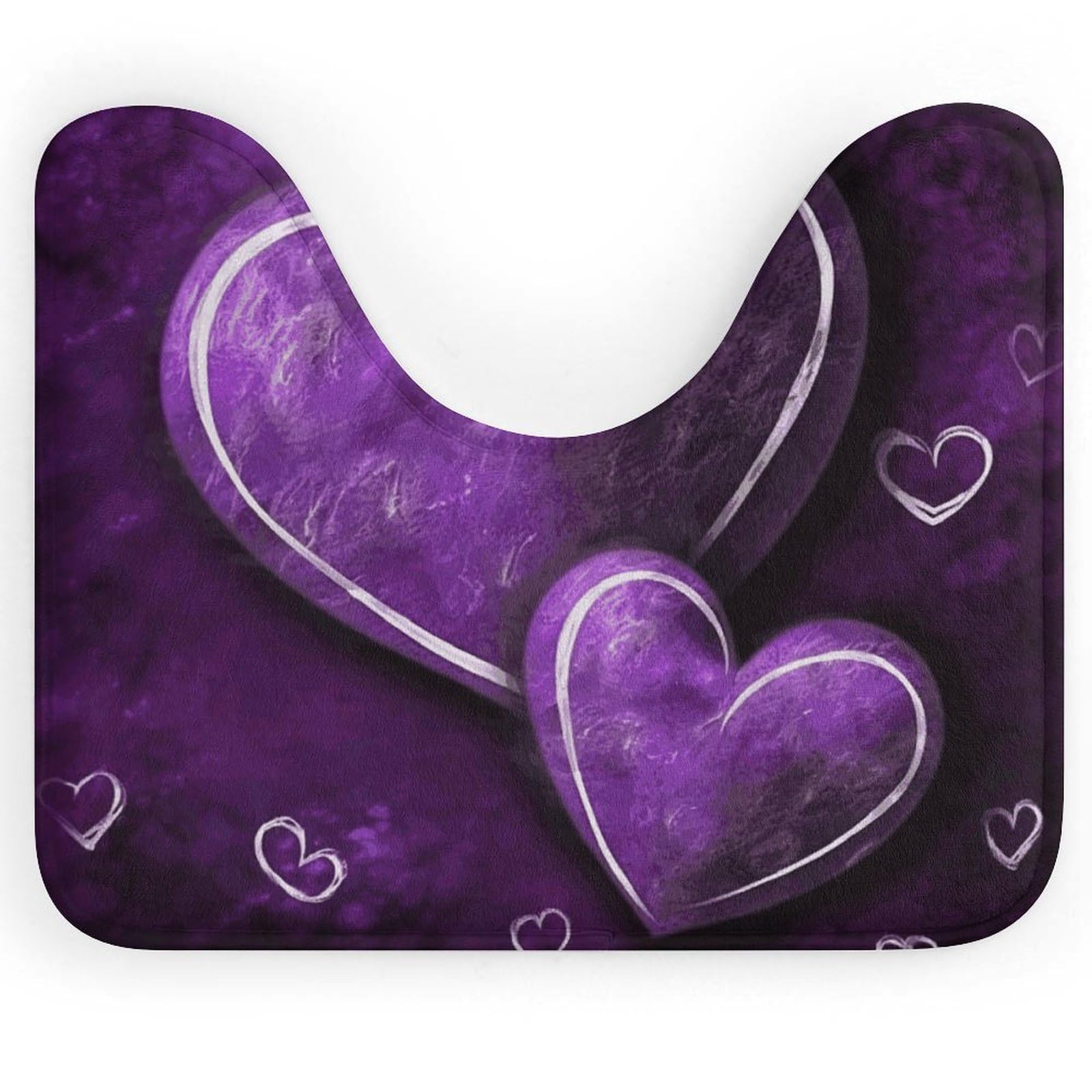 HETVBNS U-Shaped Toilet Rugs Absorbent Contour Rug Purple Hearts Bathroom Rugs Non-Slip Bath Mat Bathroom Mat Washable Bath Floor Rug for Toilet