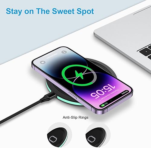 Miniatura 6 de Pixel 7a 9 Pro - Almohadilla de carga inalámbrica rápida de 15 W con adaptador para Google Pixel 9 8a 7 Pro 7 6 Pro, iPhone 16 15 14 13 Pro Max,