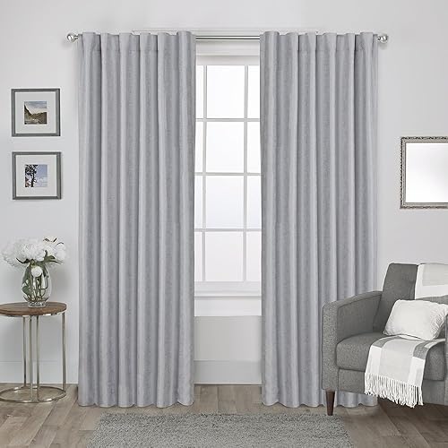 Miniatura 9 de Exclusive Home Zeus Solid Par de paneles de cortinas opacas con pestañas ocultas y bolsillo para barra, 52 x 96 pulgadas, color blanco invierno