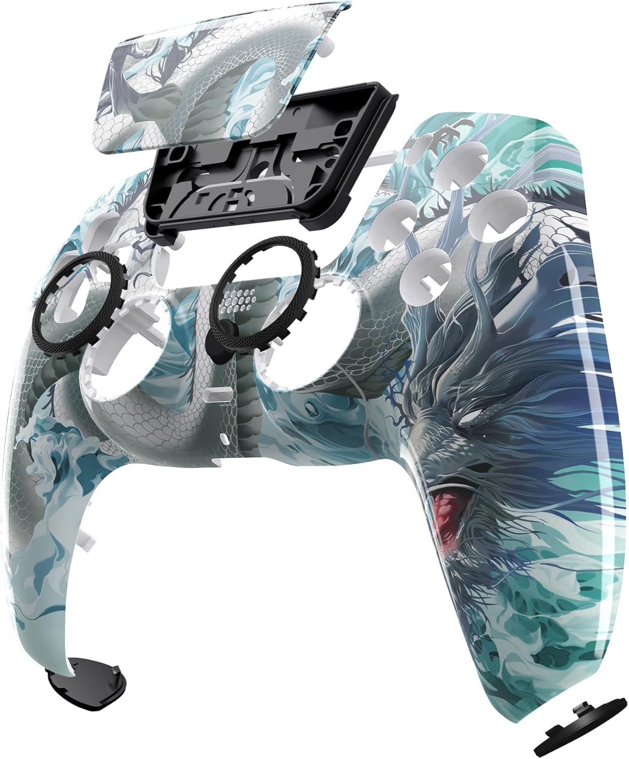 eXtremeRate LUNA Redesigned Front Shell Touchpad Compatible with ps5 Controller BDM-010 020 030 040 050, Jade Dragon Cloud Dominator Replacement Faceplate Case Touch Pad Compatible with ps5 Controller - Image 5