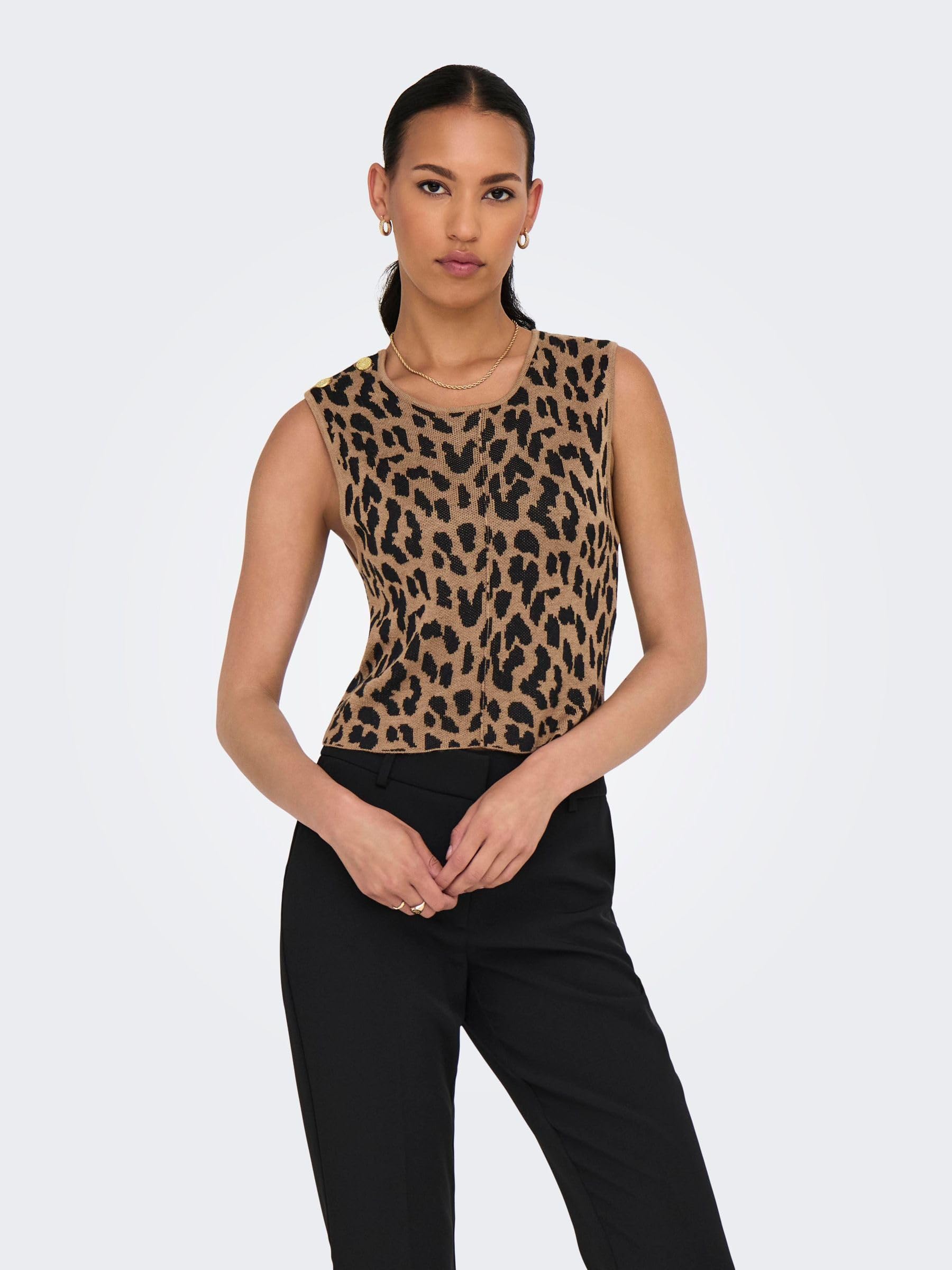 ONLY Damen Onlvienna Sl Jq Leo Tank Top Cc KNT Onlvienna Sl Jq Leo Tank Top Cc KNT (1er Pack)